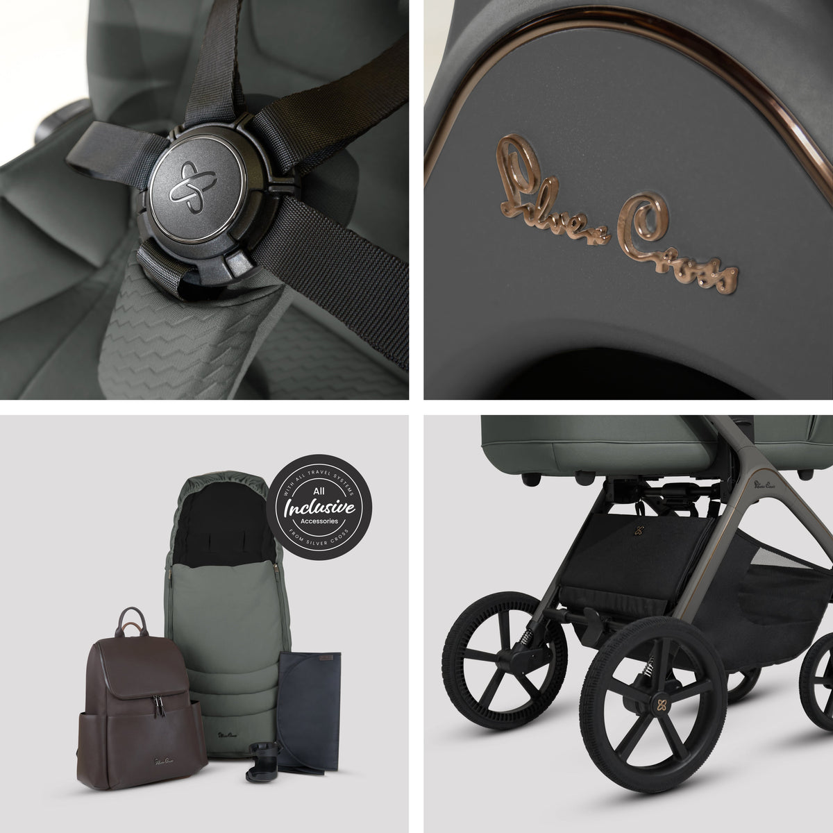 Cove Pewter kerrupakki með 360° ungbarnabílstól (10 hlutir)